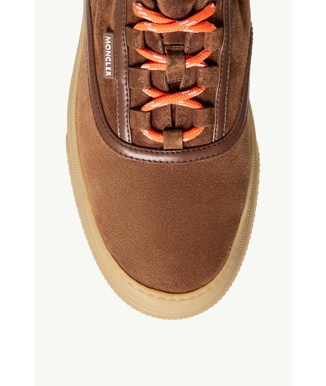 MONCLER Коричневые кожаные кроссовки, фото 3
