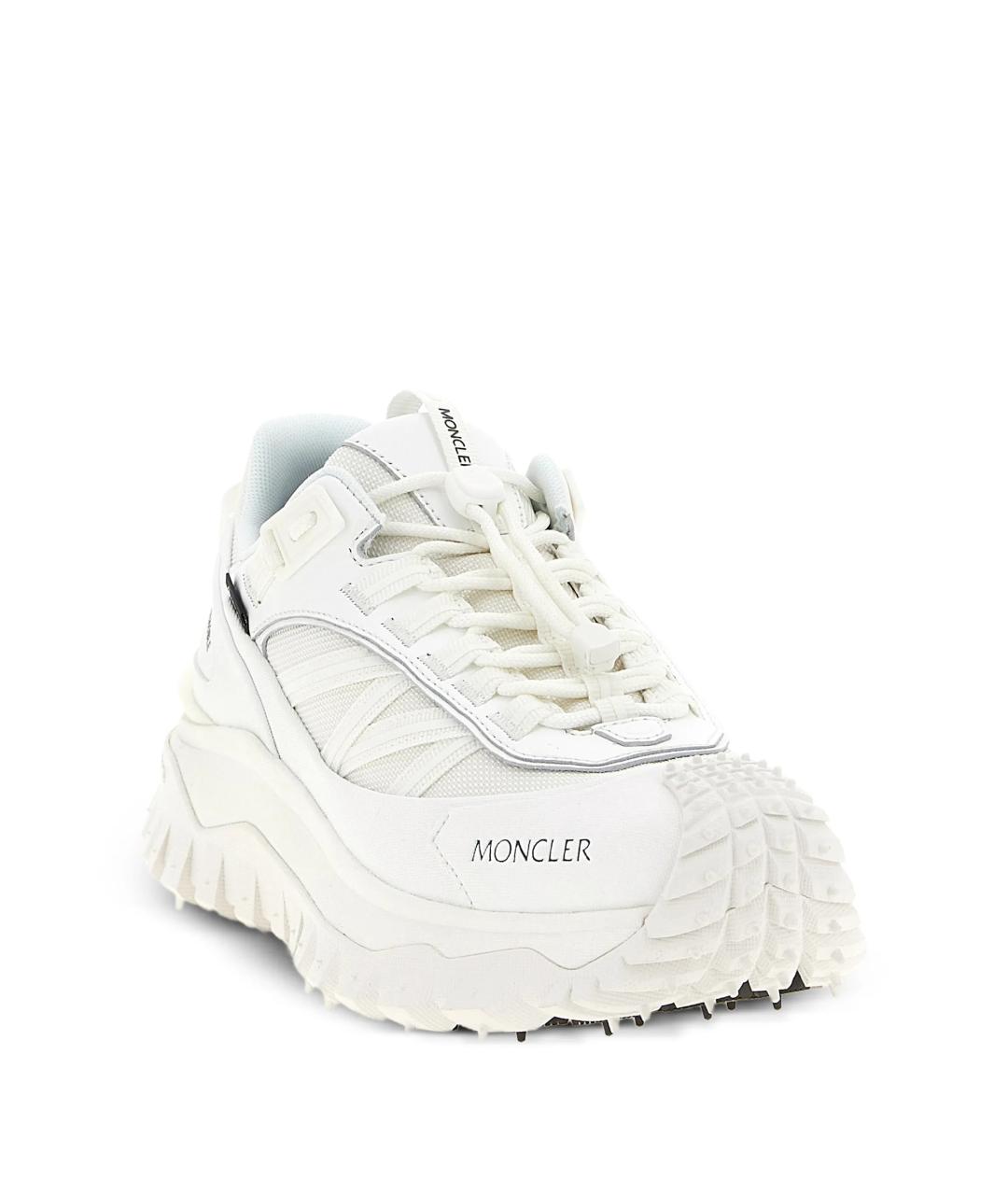 MONCLER Белые текстильные низкие кроссовки / кеды, фото 2