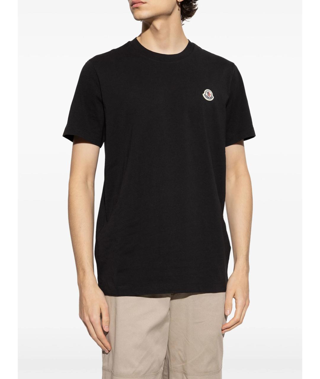 MONCLER Черная хлопковая футболка, фото 3