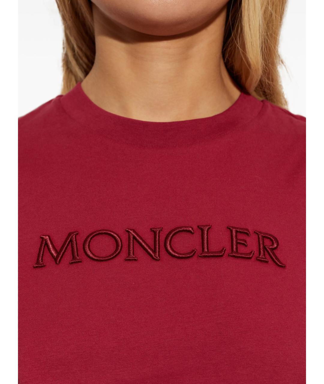 MONCLER Розовая хлопковая футболка, фото 4