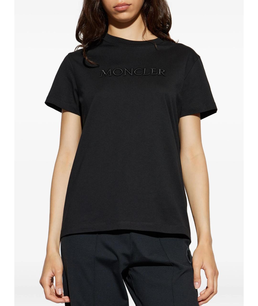 MONCLER Черная хлопковая футболка, фото 3