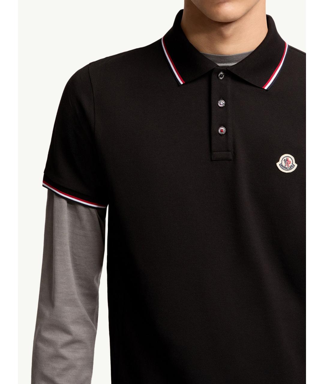 MONCLER Черная хлопковая футболка, фото 5