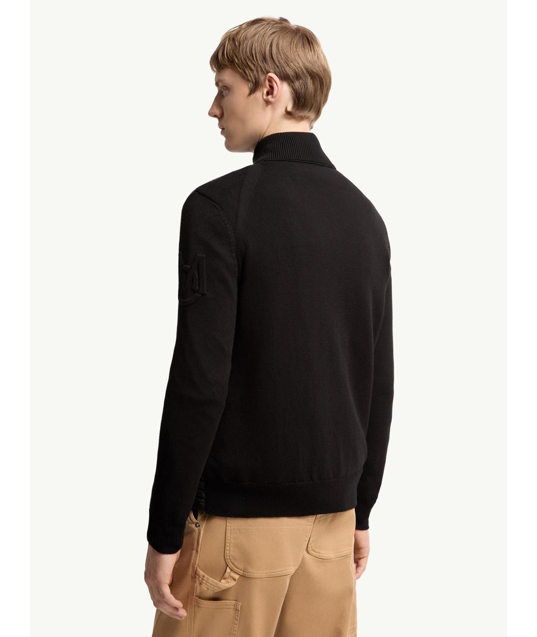 MONCLER Черный хлопковый кардиган, фото 4