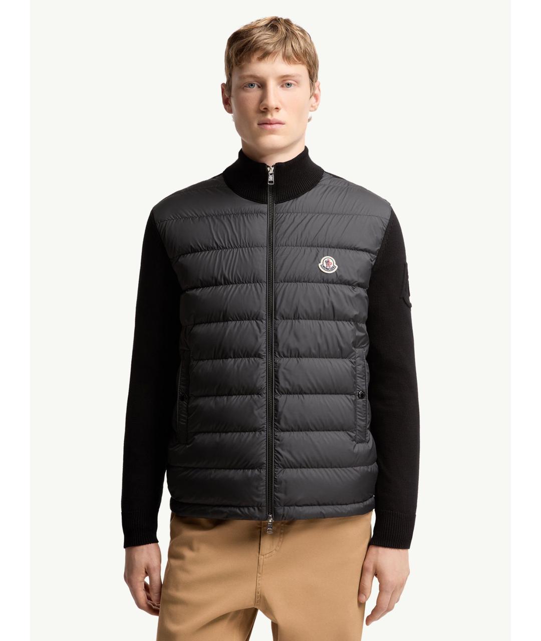 MONCLER Черный хлопковый кардиган, фото 3