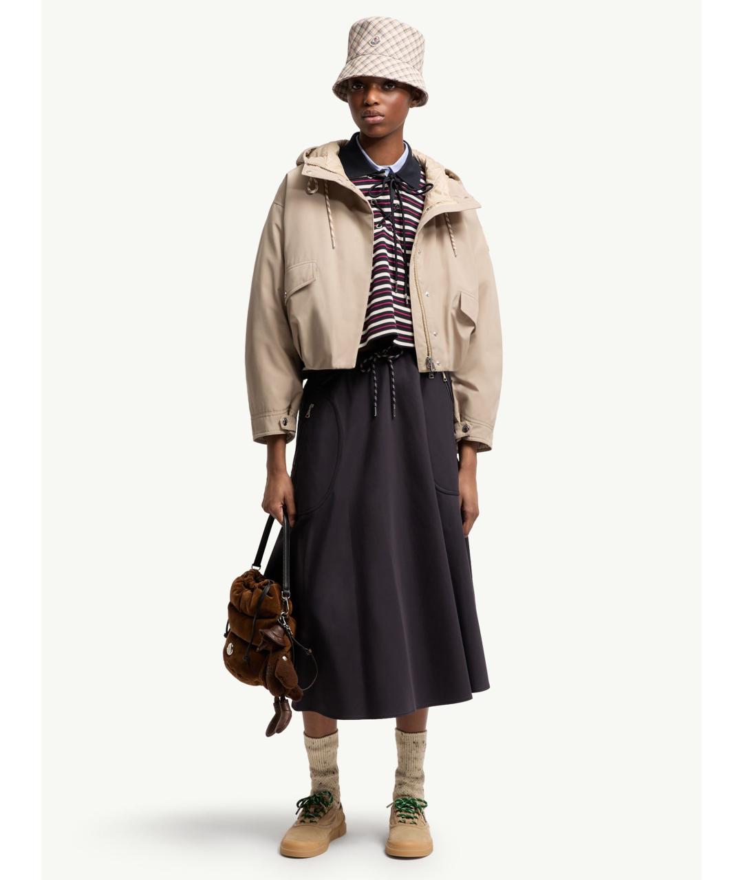 MONCLER Темно-синяя хлопковая юбка миди, фото 2