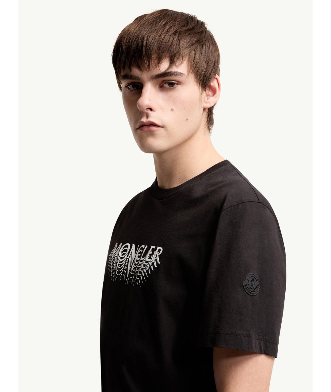 MONCLER Черная хлопковая футболка, фото 3