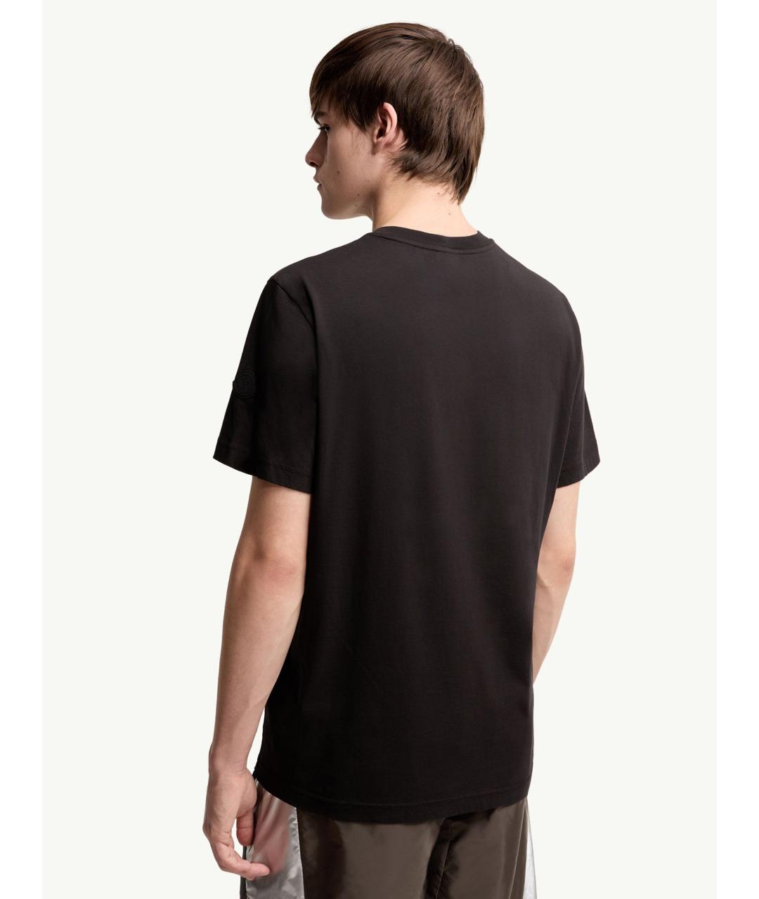 MONCLER Черная хлопковая футболка, фото 5