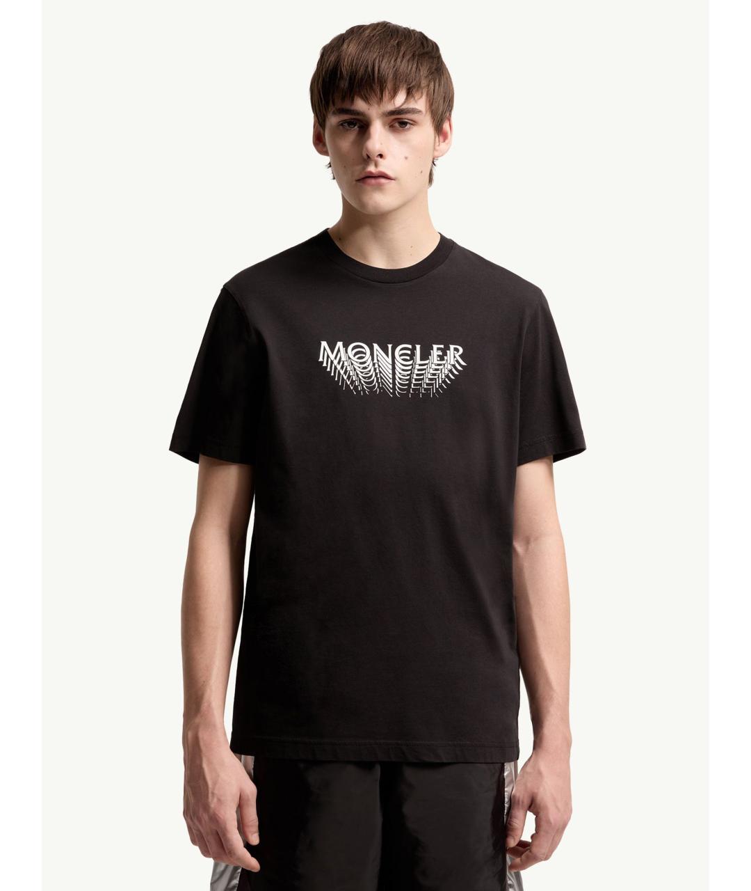 MONCLER Черная хлопковая футболка, фото 4