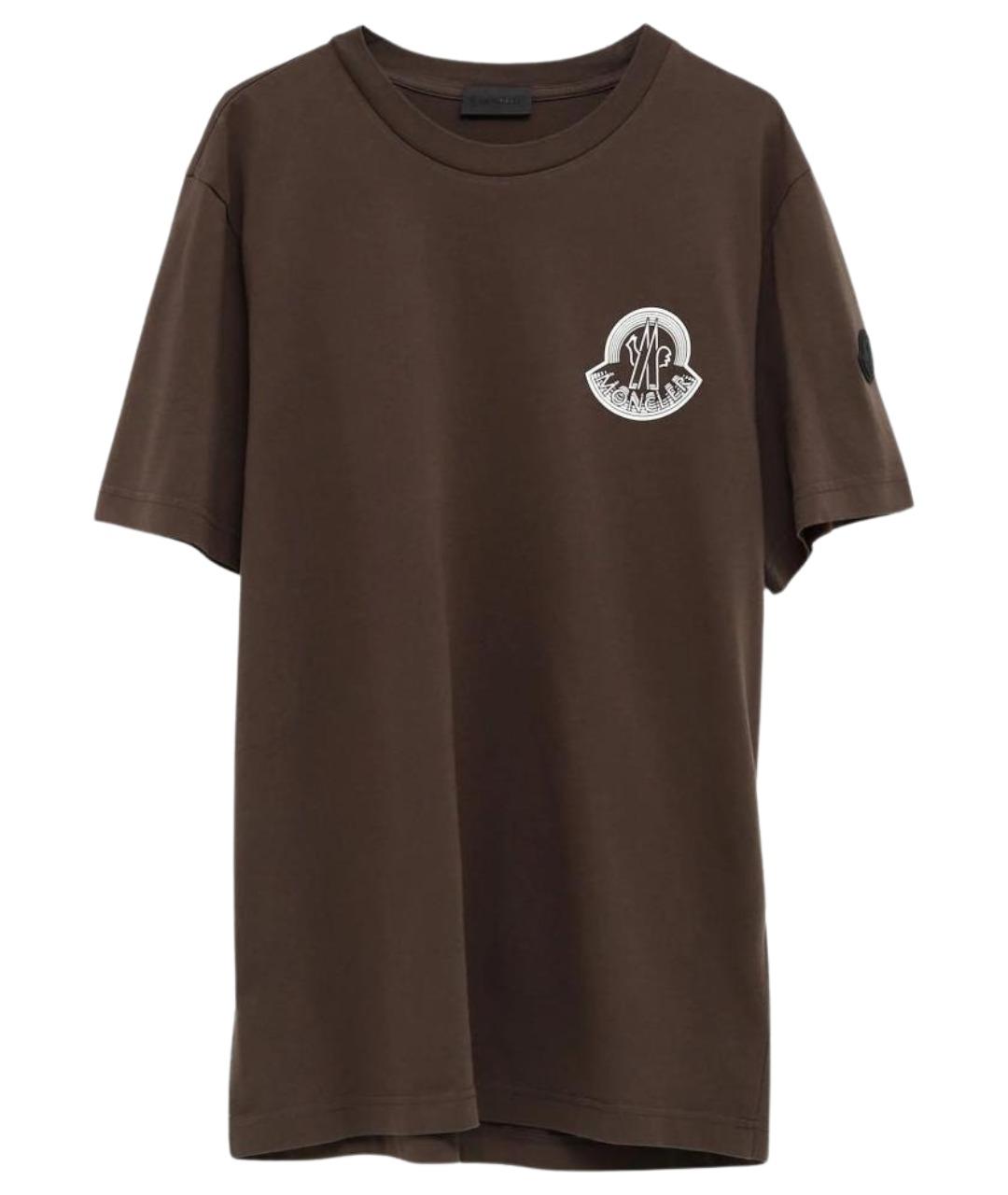 MONCLER Коричневая хлопковая футболка, фото 1