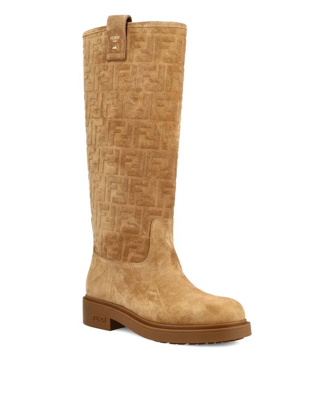 FENDI Бежевые замшевые сапоги, фото 2