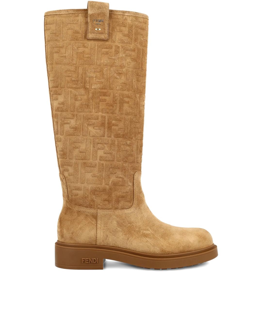 FENDI Бежевые замшевые сапоги, фото 1