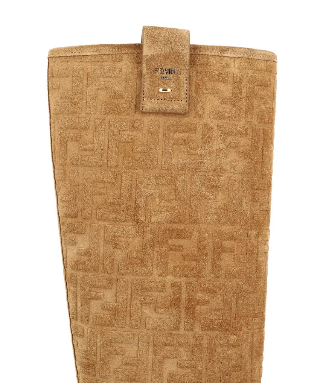 FENDI Бежевые замшевые сапоги, фото 4