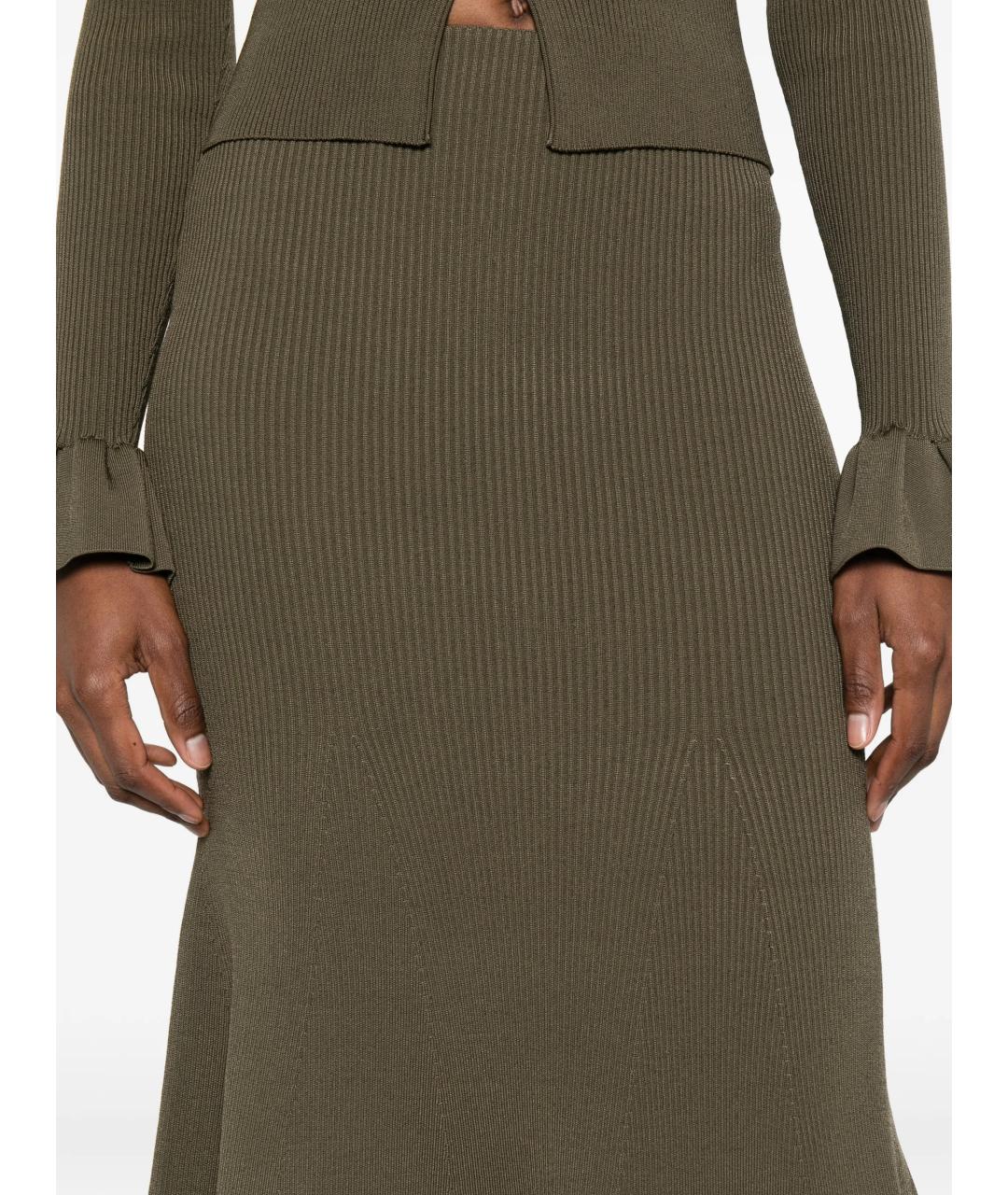 SELF-PORTRAIT Зеленая вискозная юбка миди, фото 5