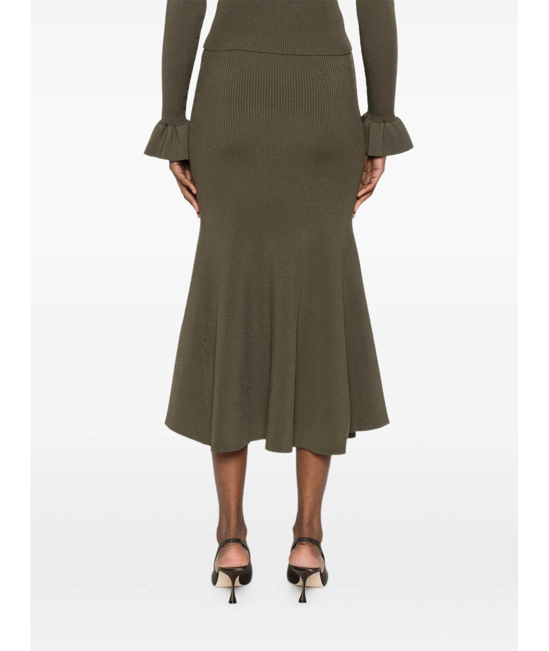 SELF-PORTRAIT Зеленая вискозная юбка миди, фото 4