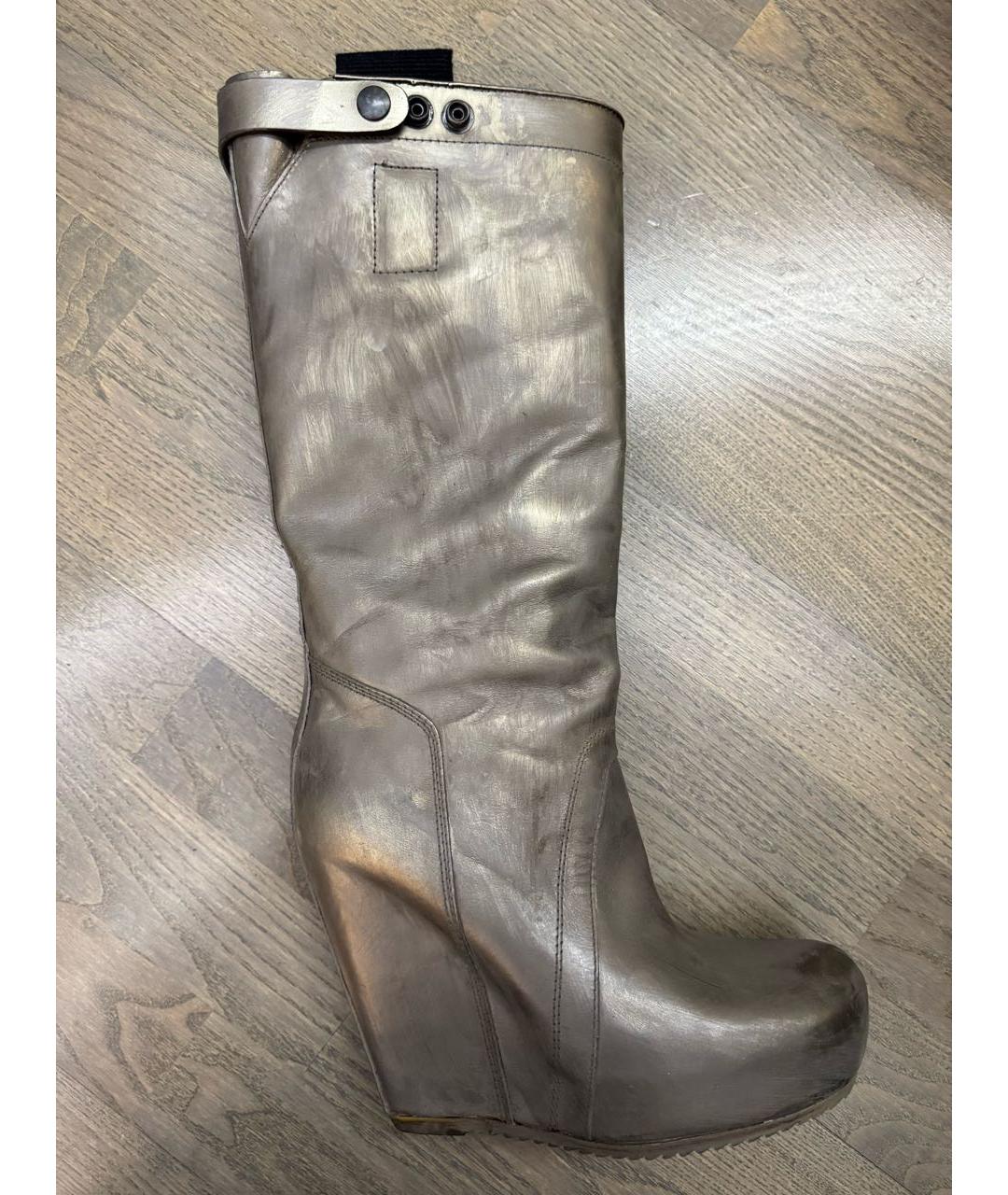 RICK OWENS Антрацитовые кожаные сапоги, фото 7