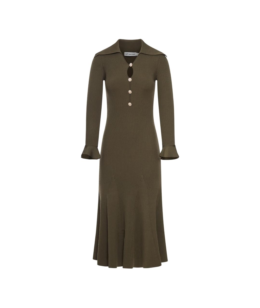 SELF-PORTRAIT Зеленые вискозное платье, фото 1