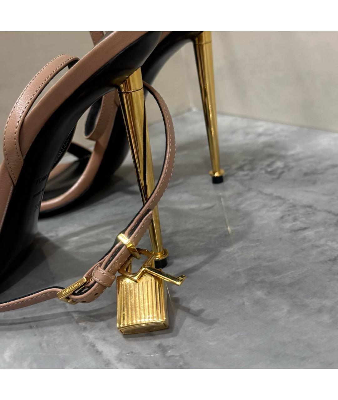 TOM FORD Бежевые кожаные босоножки, фото 4