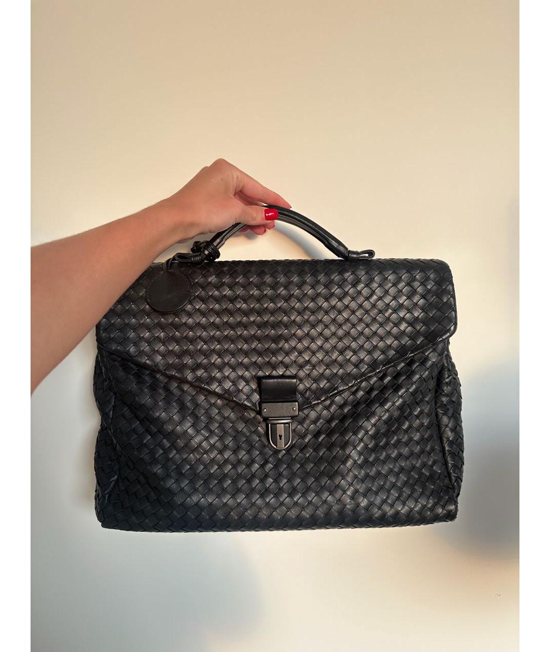 BOTTEGA VENETA Черный кожаный портфель, фото 5