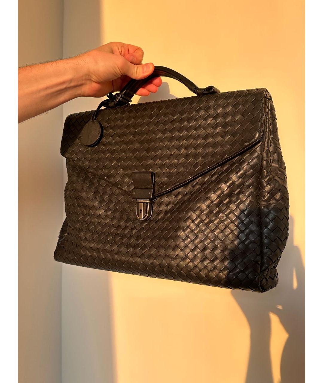 BOTTEGA VENETA Черный кожаный портфель, фото 2