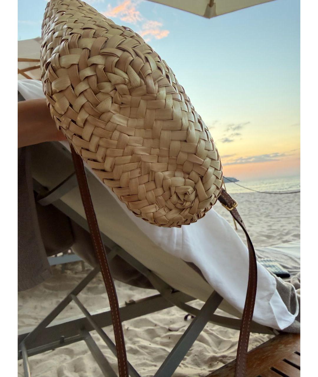 MIU MIU Бежевая пелетеная пляжная сумка, фото 5