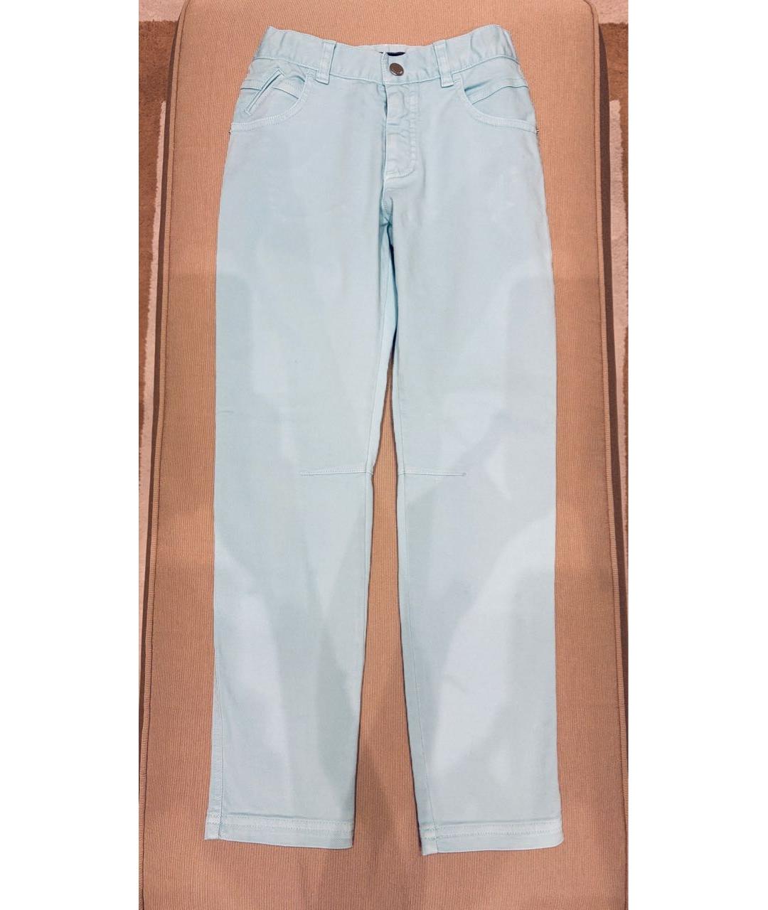 LORO PIANA Бирюзовые хлопковые детские джинсы, фото 9