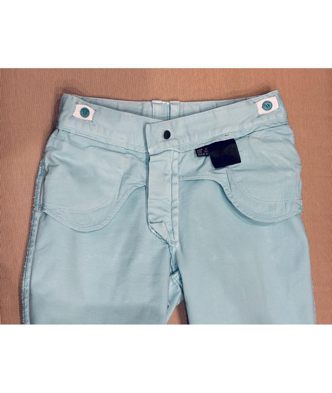 LORO PIANA Бирюзовые хлопковые детские джинсы, фото 7