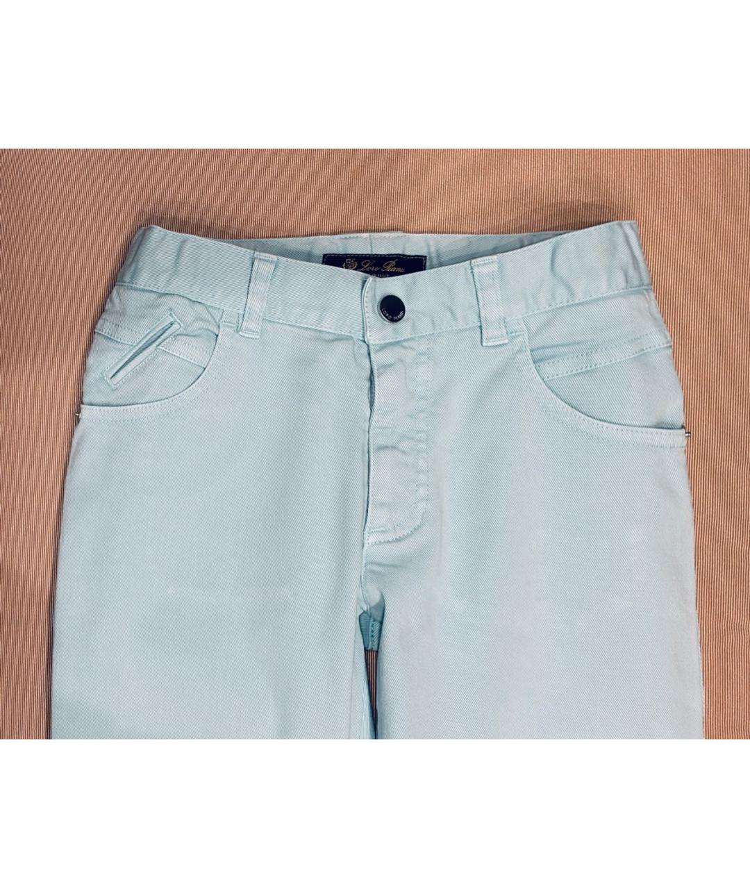 LORO PIANA Бирюзовые хлопковые детские джинсы, фото 3