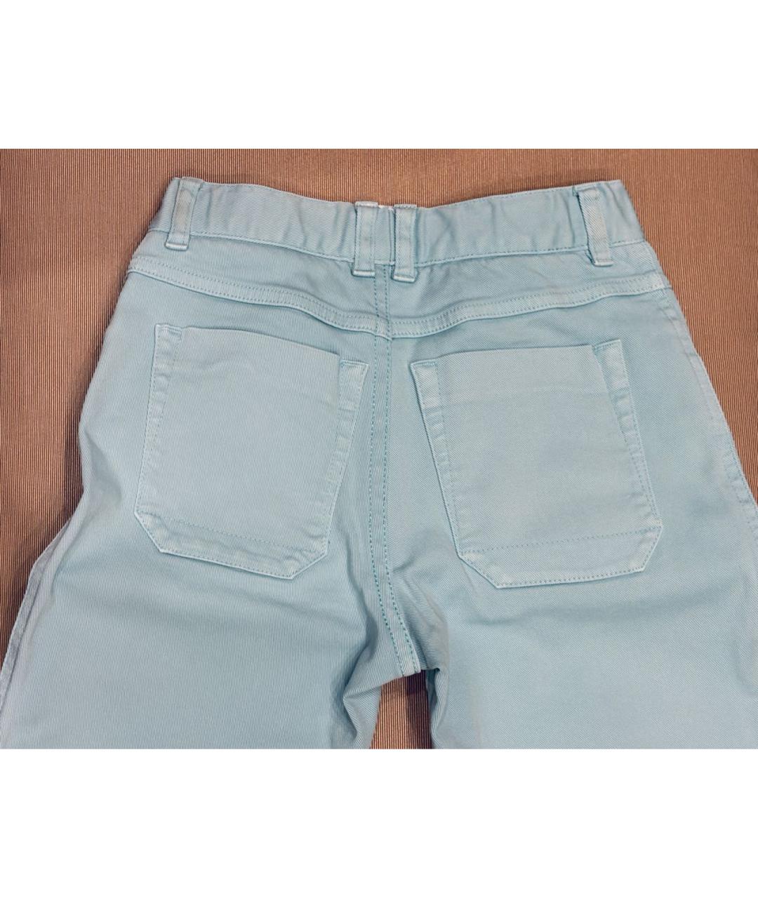 LORO PIANA Бирюзовые хлопковые детские джинсы, фото 4