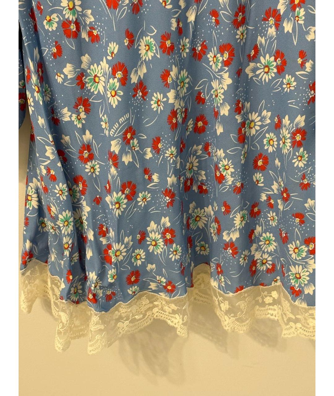 MIU MIU Голубое вискозное повседневное платье, фото 5