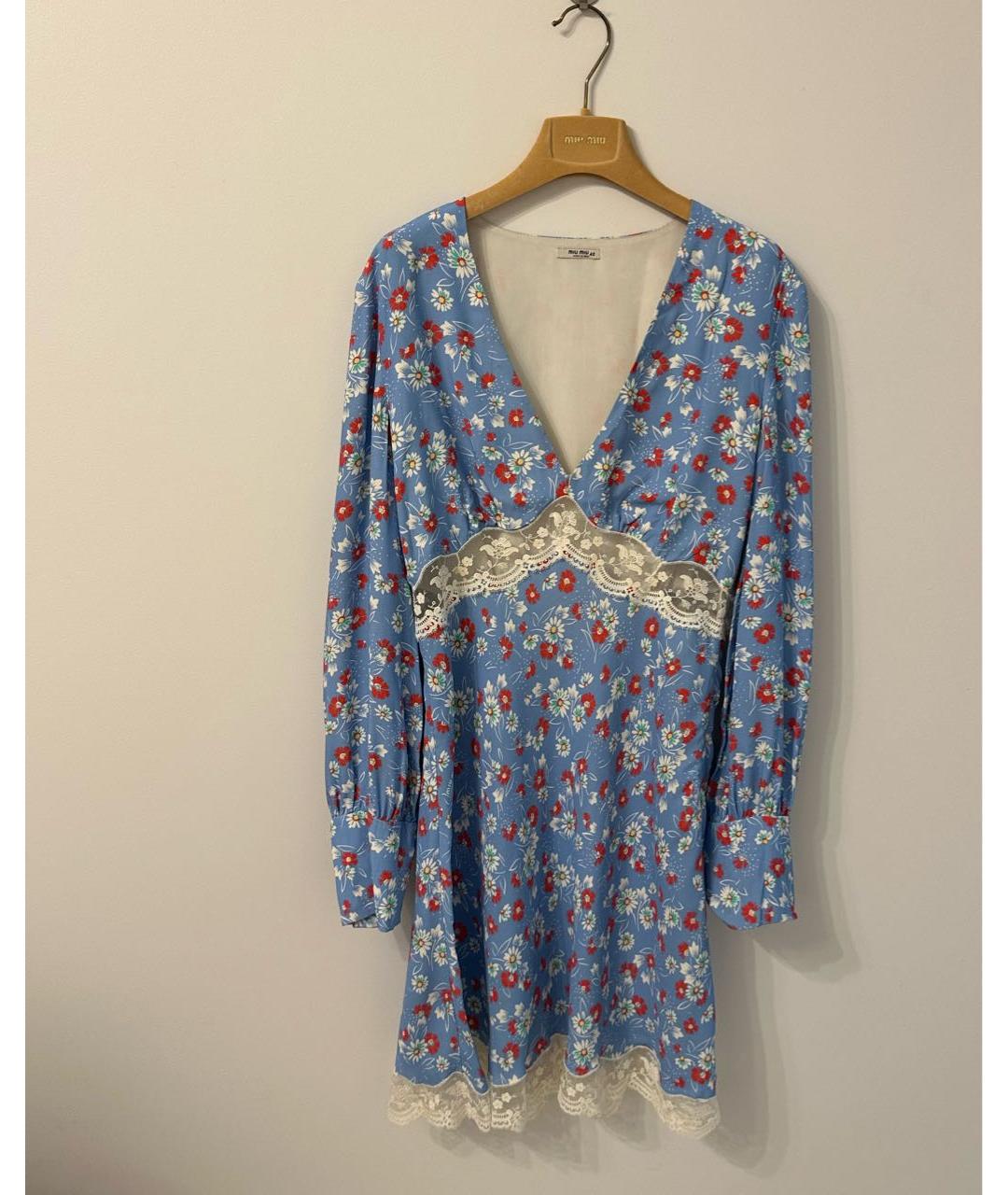 MIU MIU Голубое вискозное повседневное платье, фото 6