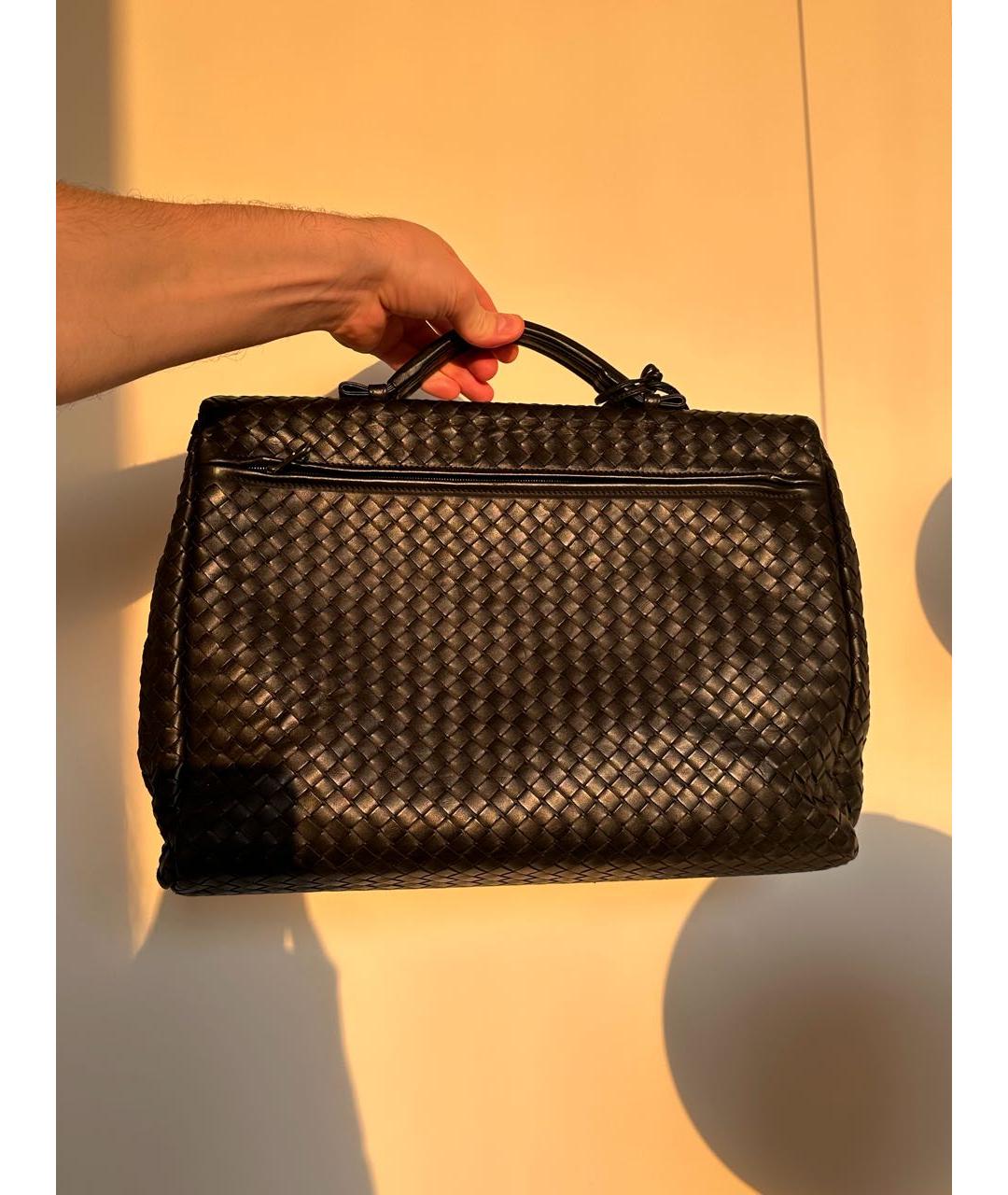 BOTTEGA VENETA Черный кожаный портфель, фото 3