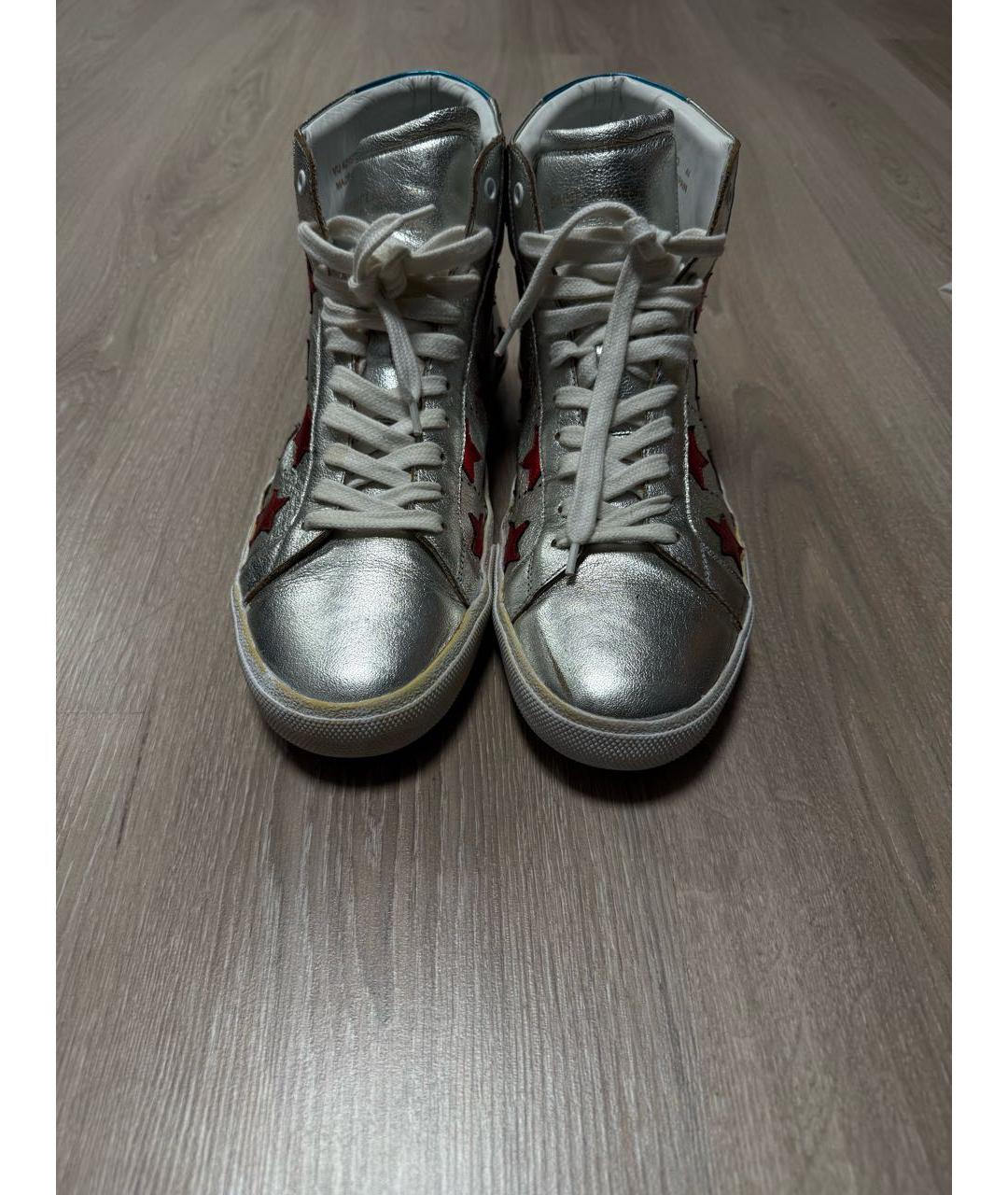 SAINT LAURENT Белые высокие кроссовки / кеды из экзотической кожи, фото 2