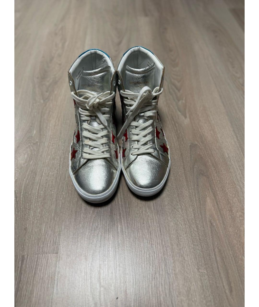 SAINT LAURENT Белые высокие кроссовки / кеды из экзотической кожи, фото 2