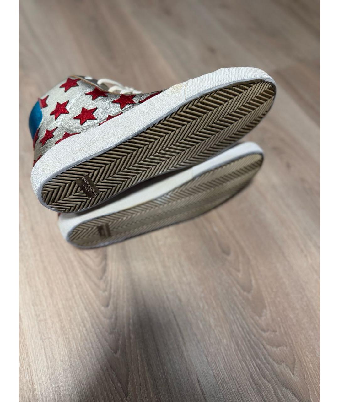 SAINT LAURENT Белые высокие кроссовки / кеды из экзотической кожи, фото 6