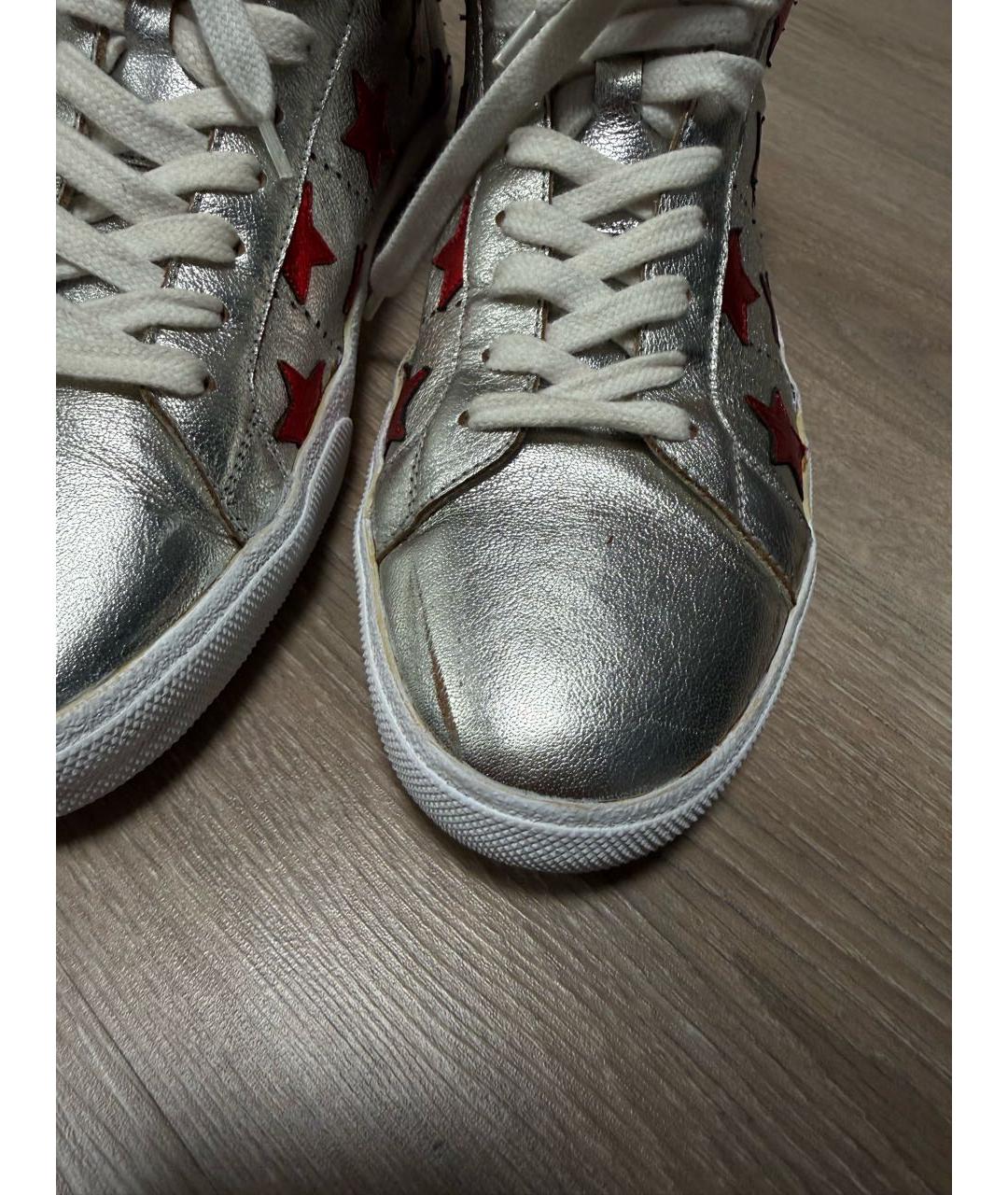 SAINT LAURENT Белые высокие кроссовки / кеды из экзотической кожи, фото 5