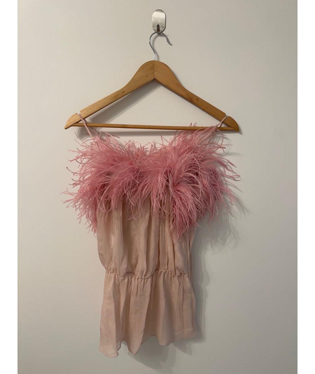 PRADA Розовая шелковая блузы, фото 4