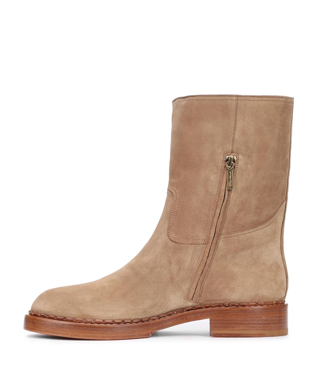 SANTONI Бежевые замшевые сапоги, фото 3