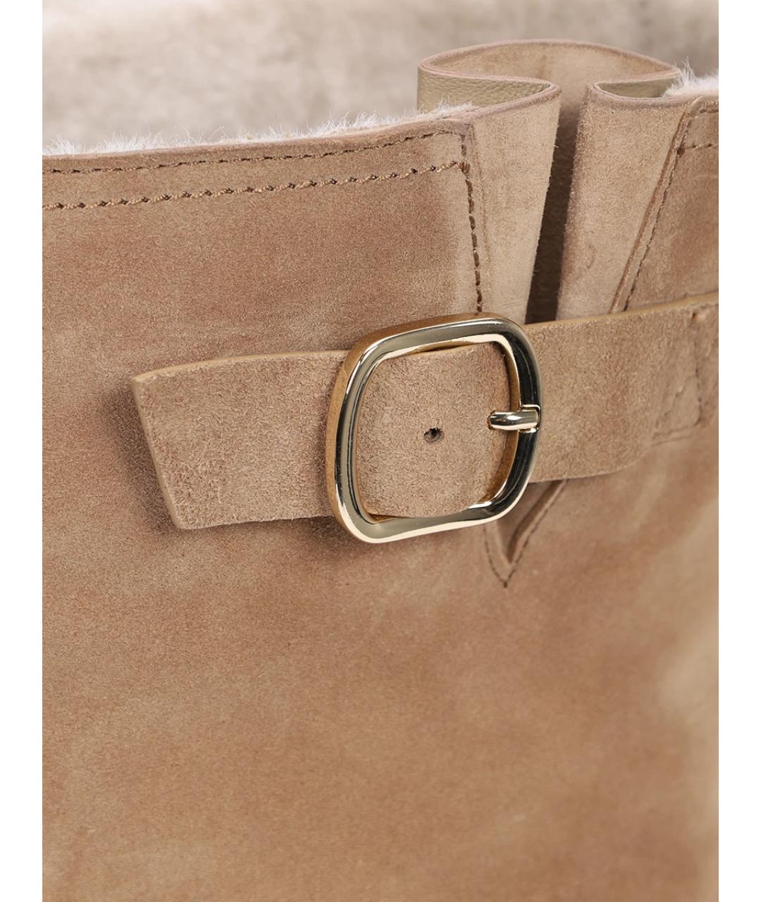 SANTONI Бежевые замшевые сапоги, фото 5