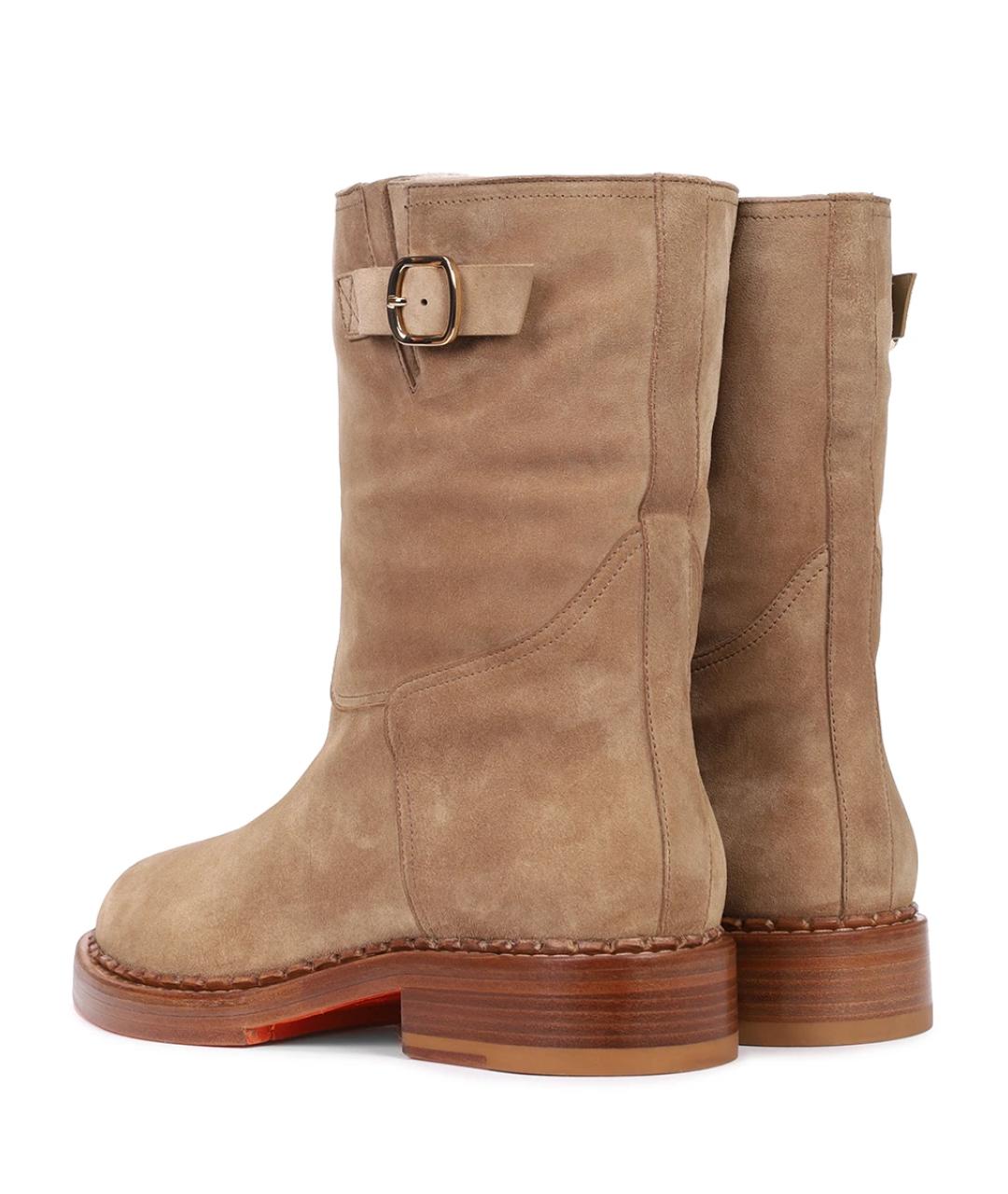 SANTONI Бежевые замшевые сапоги, фото 4