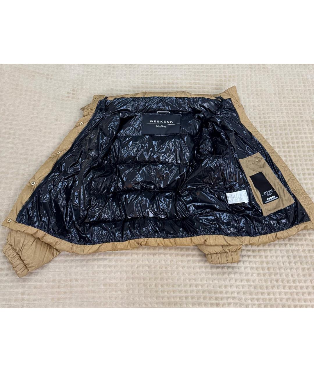WEEKEND MAX MARA Золотой полиэстеровый пуховик, фото 3