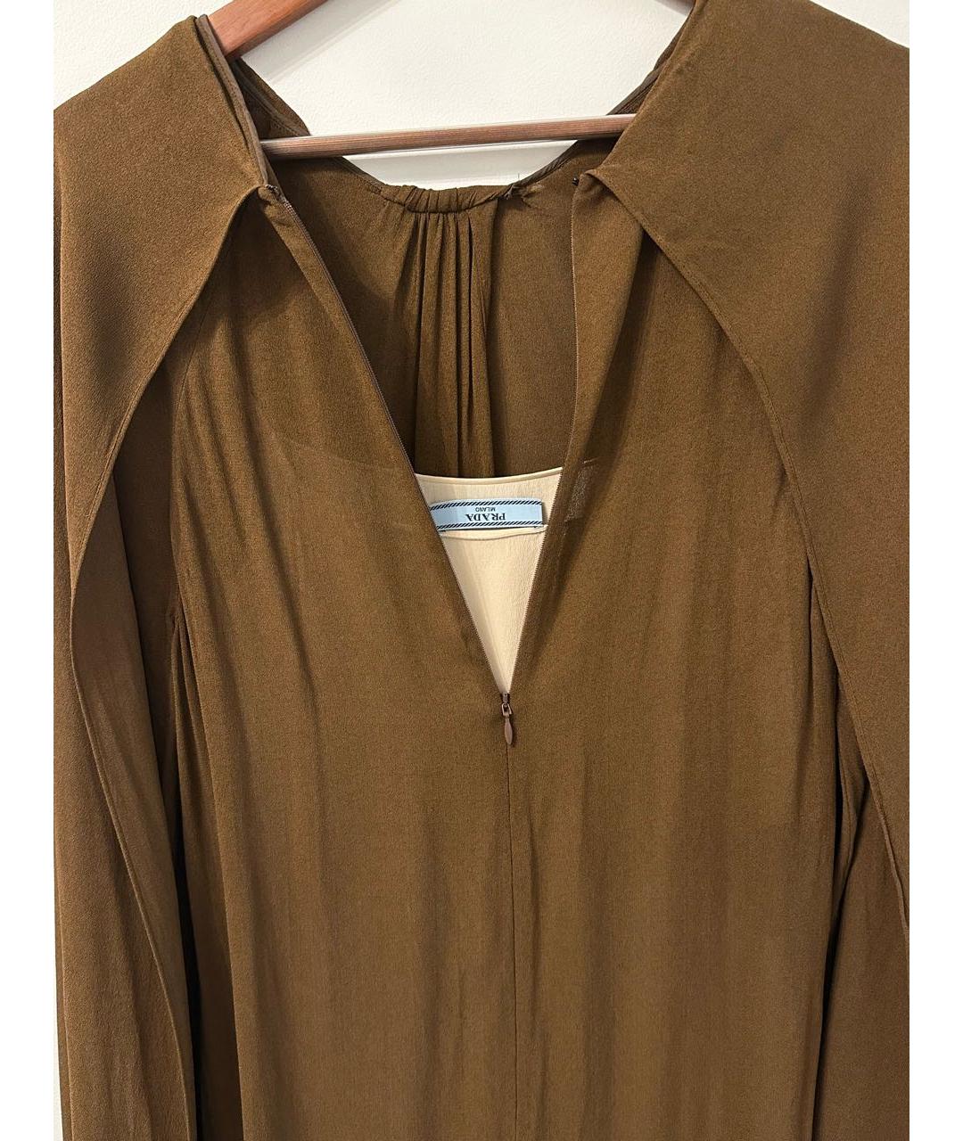 PRADA Коричневое вискозное коктейльное платье, фото 4