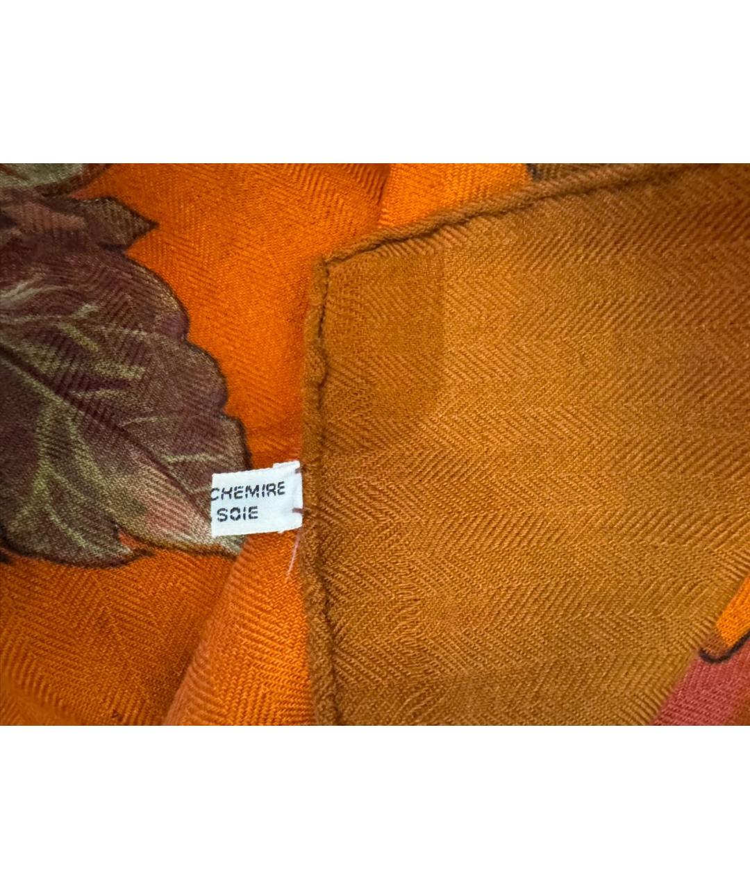 HERMES Оранжевый кашемировый платок, фото 3