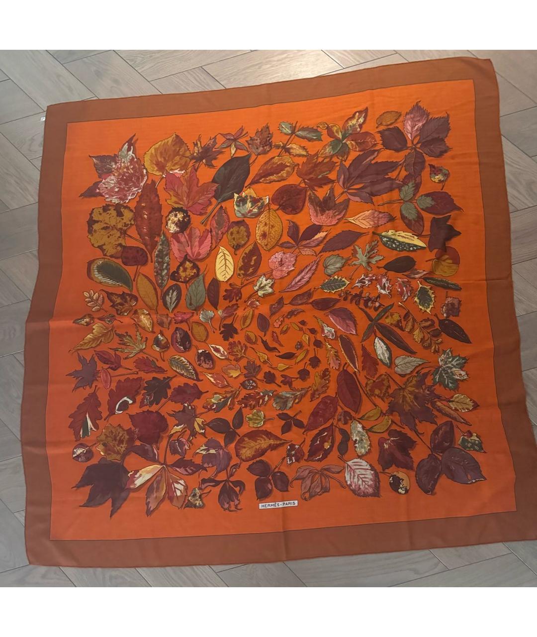 HERMES Оранжевый кашемировый платок, фото 2