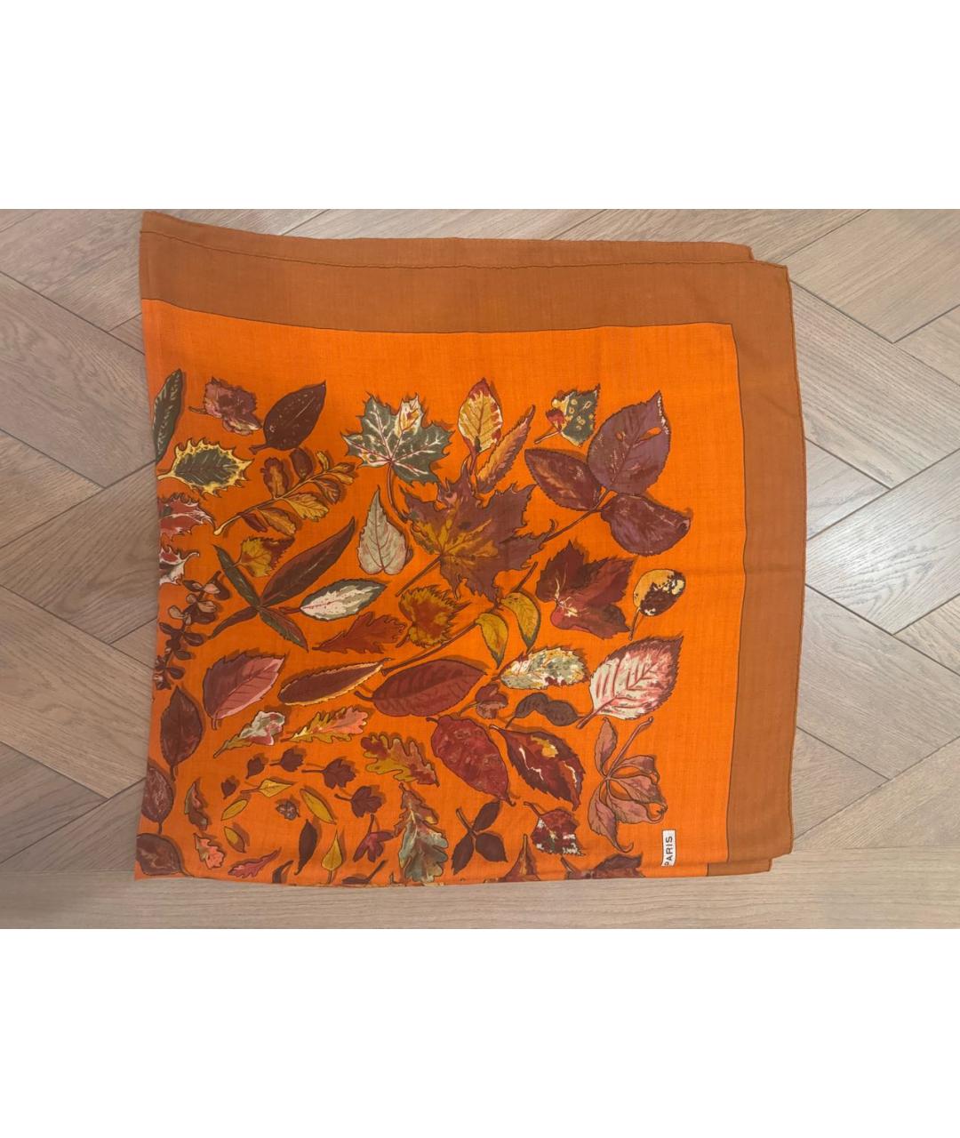 HERMES Оранжевый кашемировый платок, фото 7