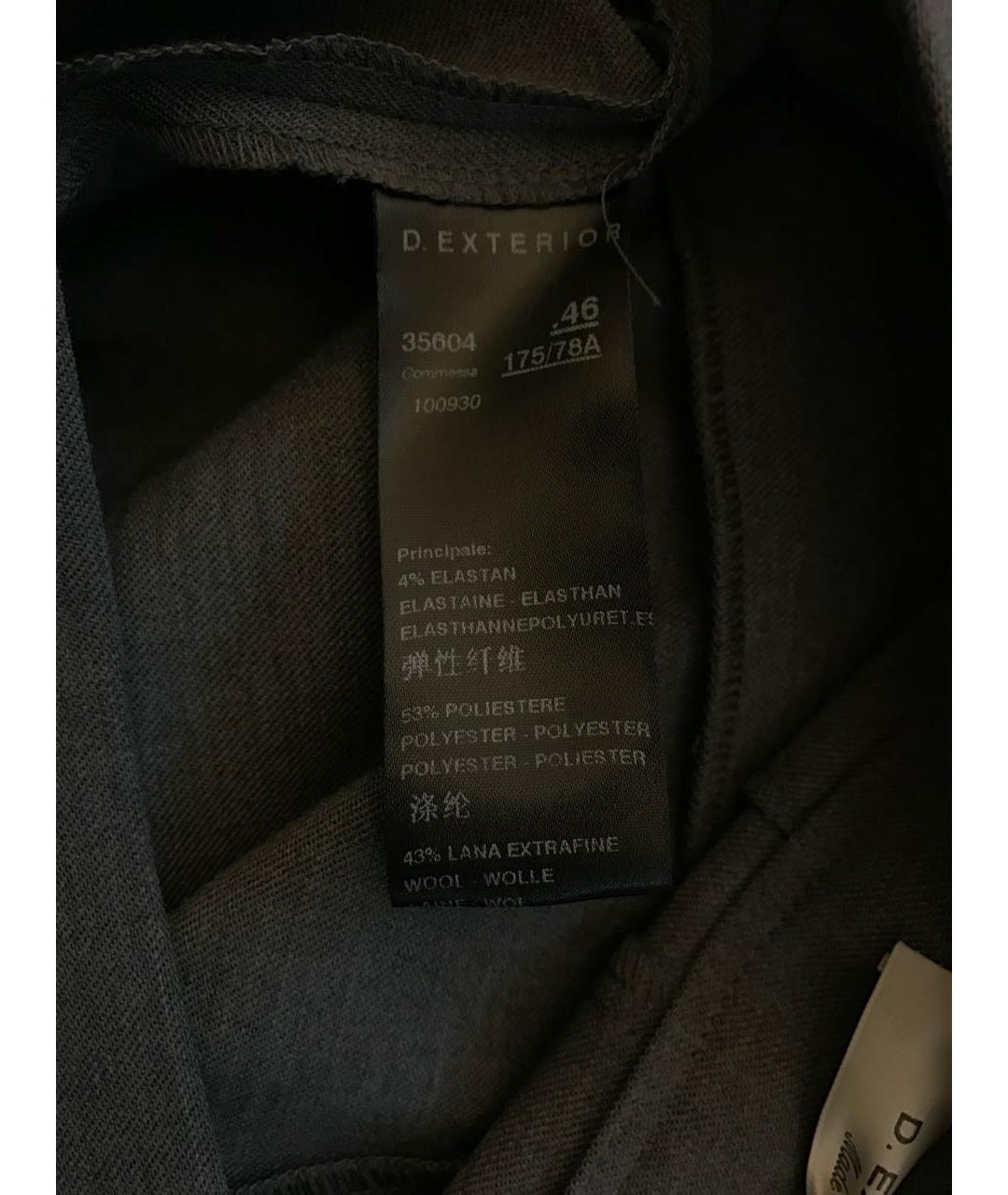 D.EXTERIOR Серые шерстяные прямые брюки, фото 4
