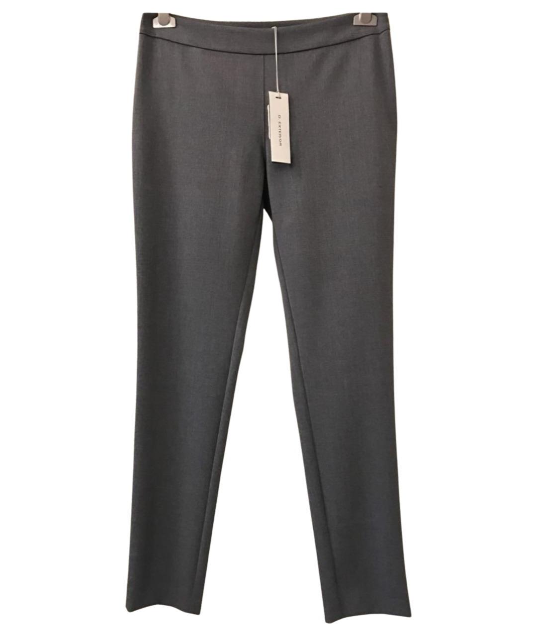 D.EXTERIOR Серые шерстяные прямые брюки, фото 1