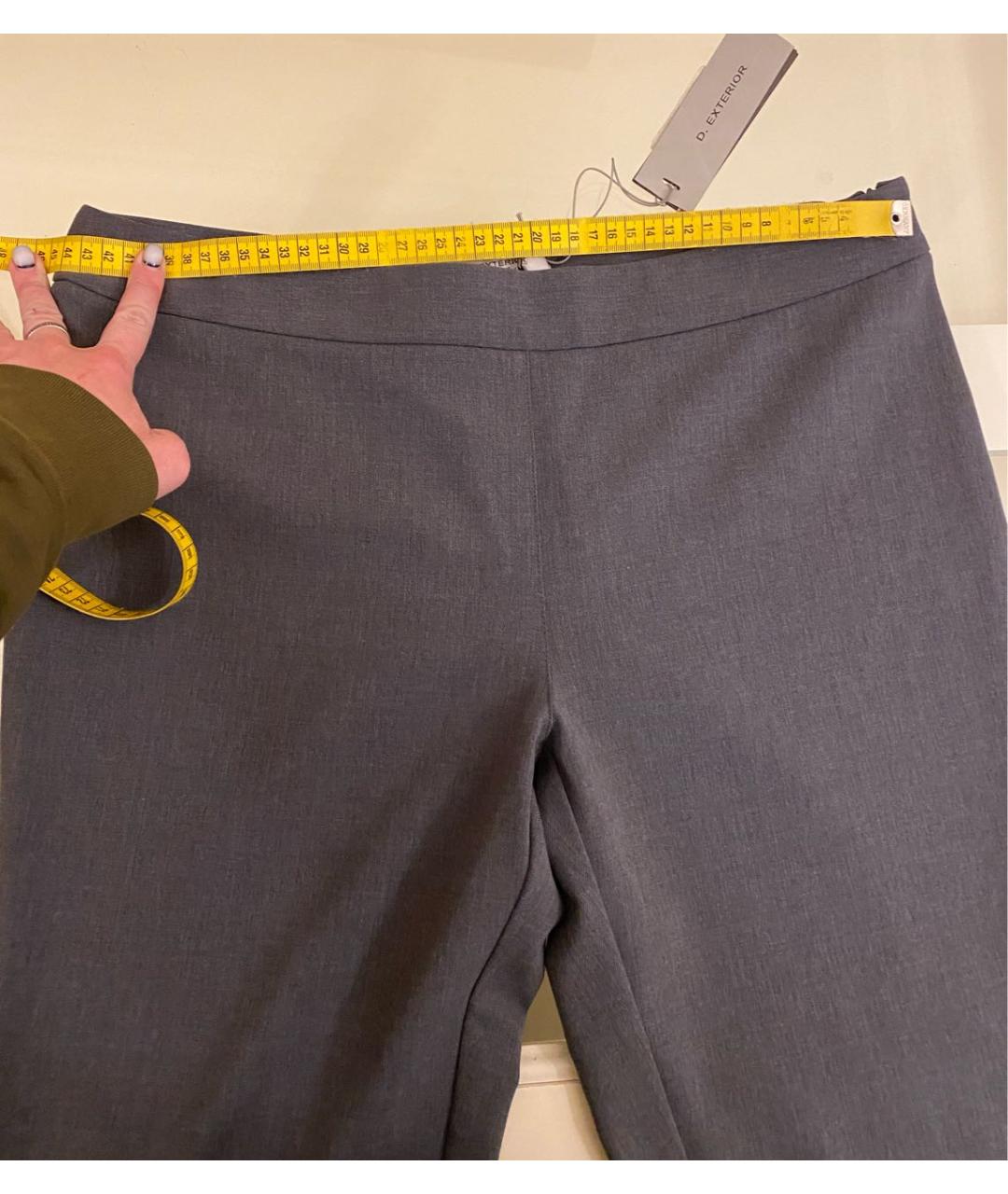 D.EXTERIOR Серые шерстяные прямые брюки, фото 5