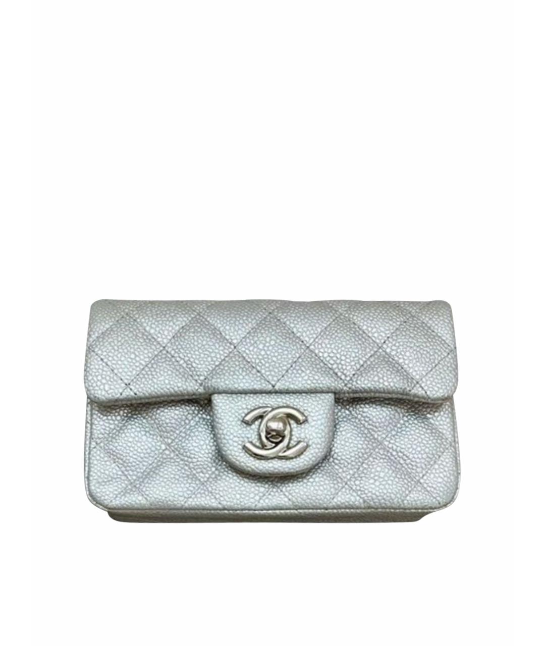 CHANEL Серебряная кожаная сумка через плечо, фото 1