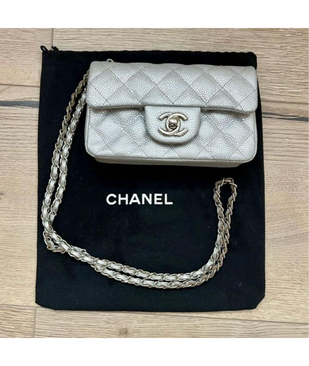 CHANEL Серебряная кожаная сумка через плечо, фото 8