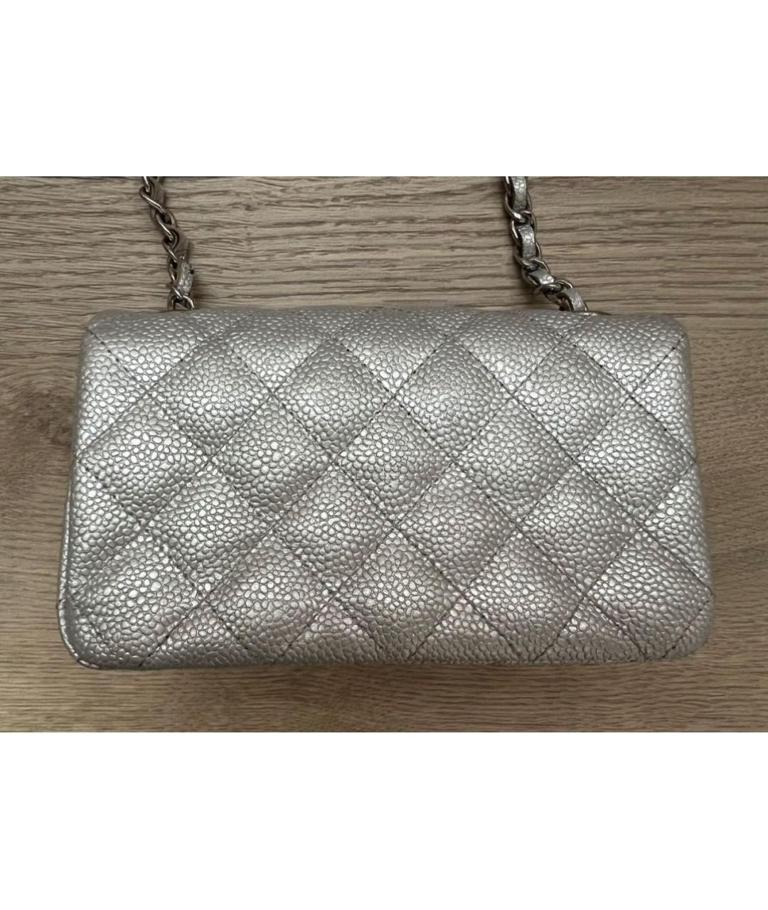 CHANEL Серебряная кожаная сумка через плечо, фото 3